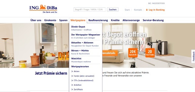 Wer nur sehr selten Aktien kauft, braucht nicht unbedingt einen spezialisierten Broker. Direktbanken wie die ING sind zwar meist etwas teurer und haben oft auch ein kleineres Angebot, sie bieten aber Girokonto, Festgeld, Immobiliendarlehen und Kredite aus einer Hand.