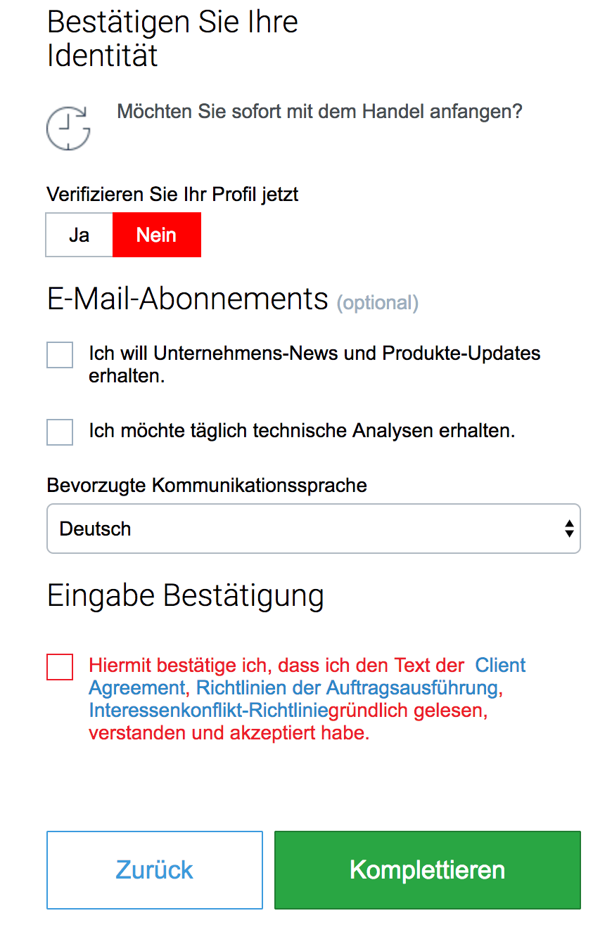 FxPro Konto eröffnen - Schritt 5