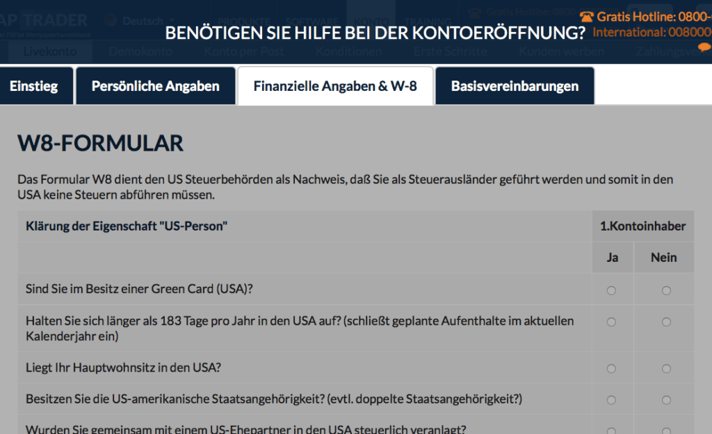 Depoteröffnung CapTrader - Schritt 5