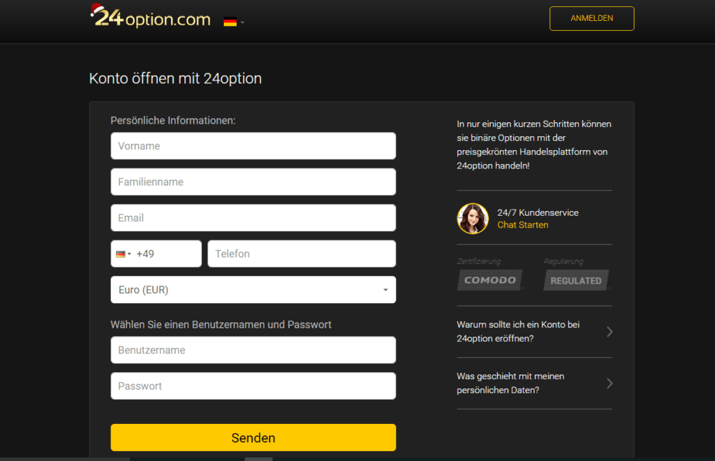 24option Kontoeröffnung