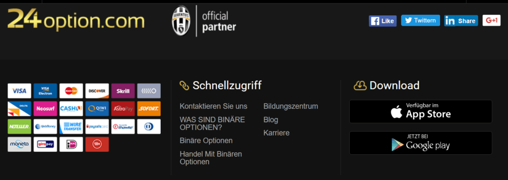 24option Zahlungsmöglichkeiten