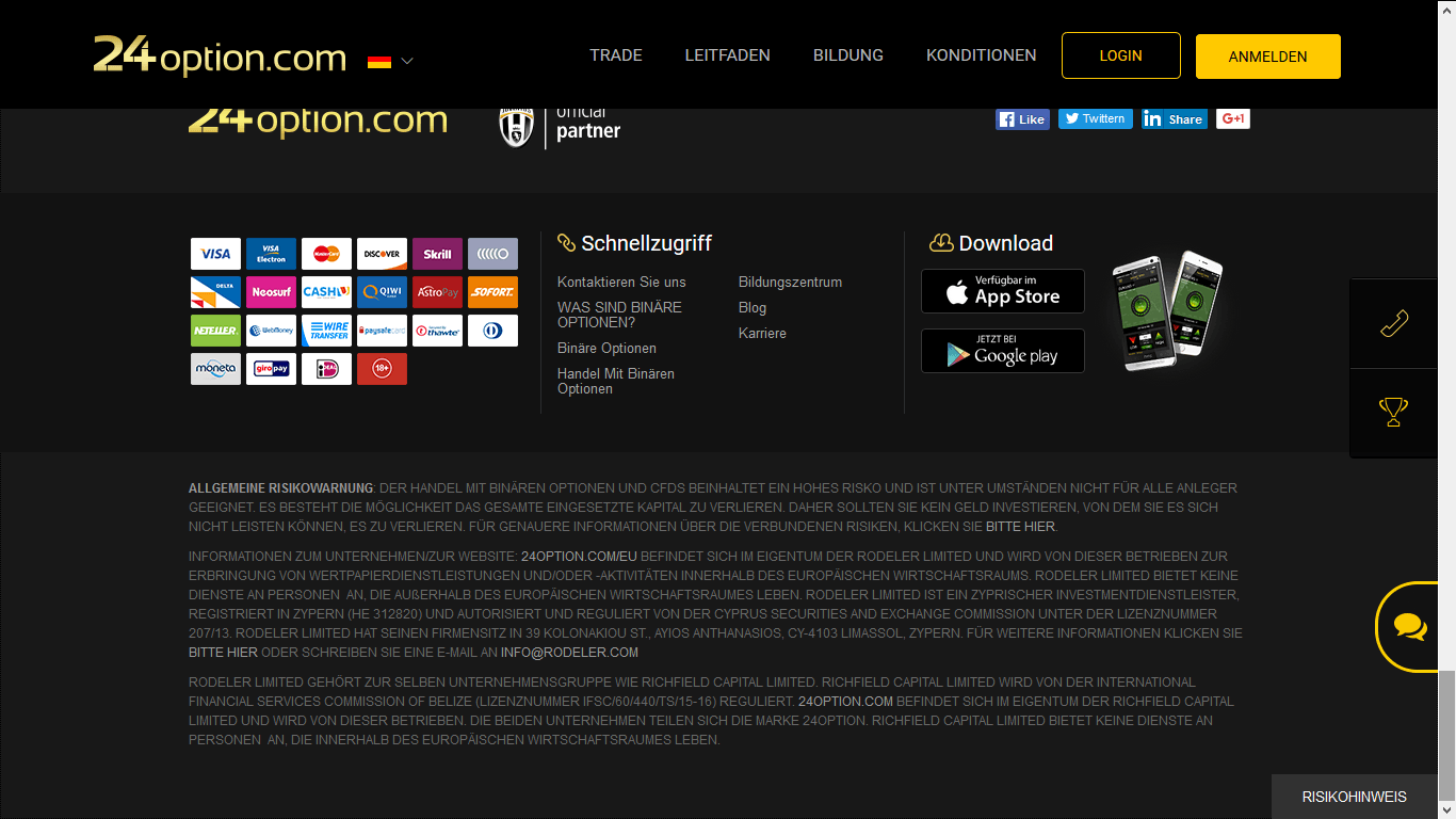 Risikowarnung 24Option