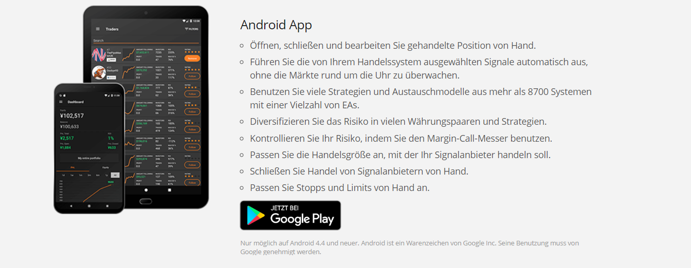 Das ist die Android App von Zulutrade