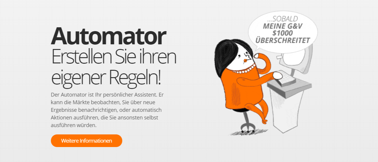 Mit dem Automator können Sie Ihre eigenen regeln bei Zulutrade erstellen