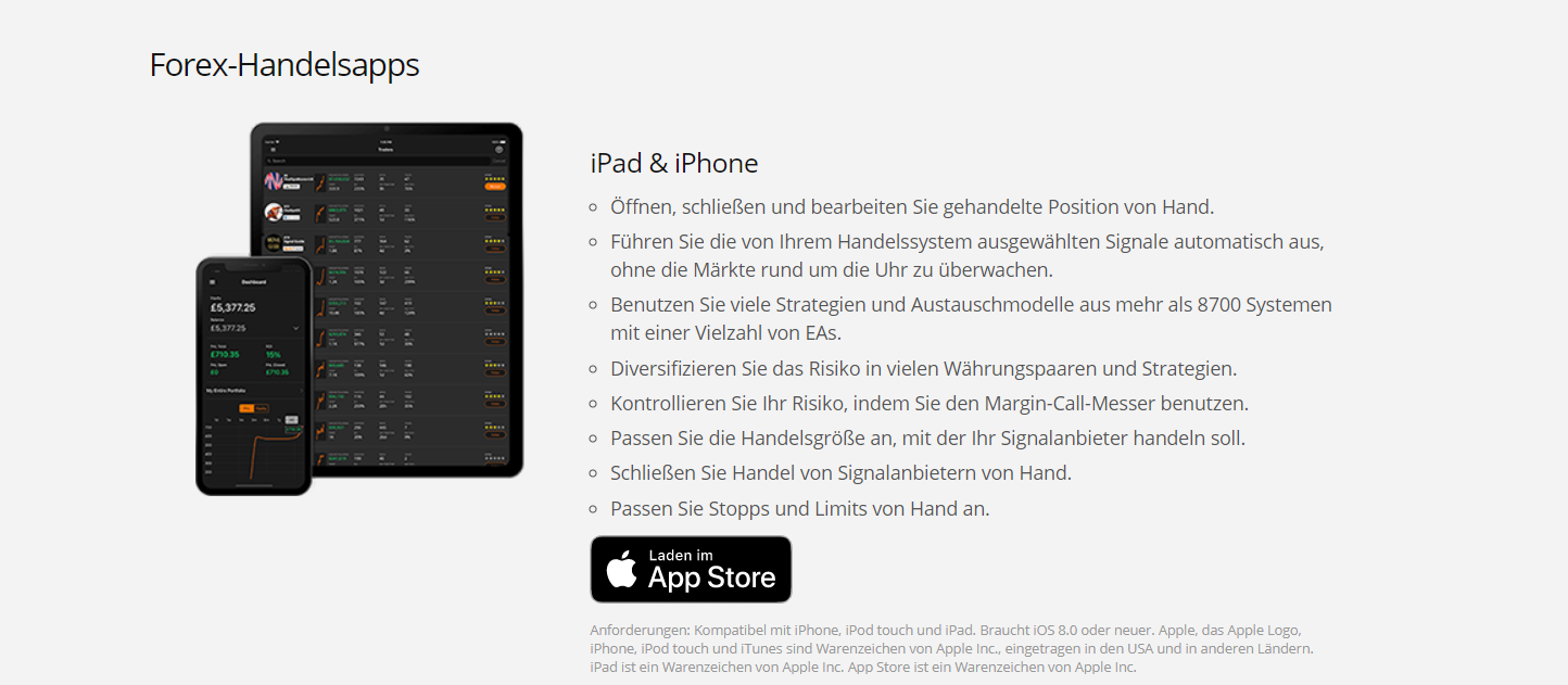 Das ist die Forex-Handelsapp von Zulutrade für das iPad & iPhone